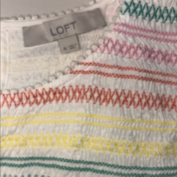 LOFT White and Pink Tank Top with Round Neckline - Picture 5 of 9